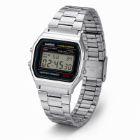 Чоловічий годинник Casio A158WA-1U класичний електронний зі сталевим браслетом