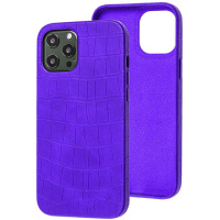 Шкіряний чохол для Apple iPhone 12 Pro / 12 (6.1«») - Croco Leather Purple - купити в SmartEra.ua