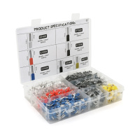 Набор клемм/наконечников 2000/24шт (E0508w-550 E2508b-250,E1008r-350,E1508bl-300,E4009gr-60,E7508gr-450,E6012y-40)в боксе