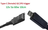 Переходник на 12v (max 5a, 60w) A500/700/701 5pin Acer Iconia Tab 8-10cm з USB Type-C (Female) Quick Charge Power Delivery QC|PD тригер (A class) 1