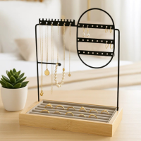Настольная стойка для украшений,цепочек, браслетов, колец, деревянная, органайзер для драгоценностей и аксессуаров 28х23.3х13.8 см