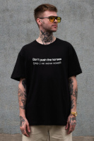 Оверсайз футболка Without з принтом  Не жени коней Black