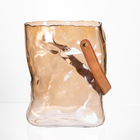 Подарочная стеклянная ваза сумочка с ручкой 18×9×25 (см) декоративная ваза 2.8 (л) для цветов Коричневый HP-19-157-1