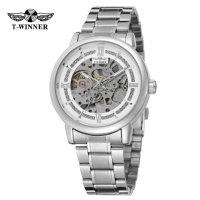 Чоловічий механічний годинник Forsining 8173 Silver-White Steel з автопідзаводом та сталевим браслетом