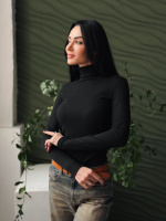 Жіночий гольф в рубчик «Made» оптом | Батал 54-56, Чорний