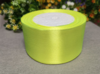 Атласная лента/ 5 см/ 23 метра/ салатовый неон