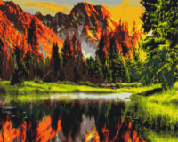Картина за номерами «Захід сонця у гірський долині» 40х50см