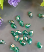 Хрустальные бусины*капля*. Размер 6*8мм. Цвет бутылочный с переливом. Цена указана за 1 шт