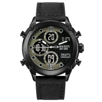 Чоловічий наручний годинник Awarder 017 Black Leather зі стрілково-електронним циферблатом та підсвічуванням
