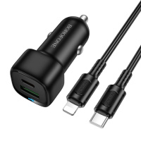 Автомобільний зарядний пристрій BOROFONE BZ34B Cloud PD38W(1C1A) car charger set(C to iP) Black (6941991122392)