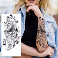 Временное тату водостойкое 3D большое Тигр в цветах FF-110 17.5х9 см