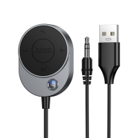 Bluetooth-ресивер HOCO E150 Path car AUX BT receiver with cable Metal Gray (6942007664196)