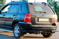 Задняя дуга AK007 Черная (нерж. сталь) для Kia Sportage 2004-2010 гг