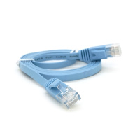 Патч-корд литой плоский WEEPDA, UTP, RJ45, Cat.6, 1m, синий