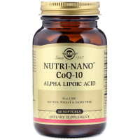 Коэнзим и Альфа Липоевая Кислота, Nutri-Nano CoQ-10 Alpha Lipoic Acid, Solgar, 60 капсул