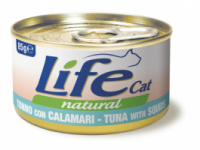 Консерва для кошек класса холистик LifeCat tuna with squid 85g, ЛайфКет 85гр Тунец с кальмарами