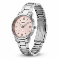 Жіночий годинник Casio LTP-1303DD-4A з рожевим циферблатом та сталевим браслетом