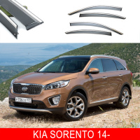 Дефлектори вікон Kia Sorento 14- П/К клей «FLY»«молдинг із нерж.сталі 3D»BKASL1523-W/S(203-204)