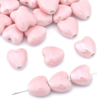 Керамическая бусина «сердце» Размер 10 мм. Цвет - розовый. Цена указана за 1 шт.