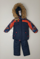 Зимний костюм для мальчика 86р - 104р Синий с оранж рис