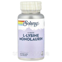 L-лізин і Монолаурін, L-Lysine Monolaurin 1:1 Ratio, Solaray, 60 вегетаріанських капсул