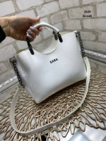 Біла — сумка ZARA на три відділення з чорною фурнітурою (2049)