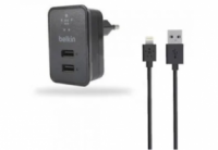Сетевое зарядное Belkin 220v квадрат 2 USB + шнур iPhone/Samsung