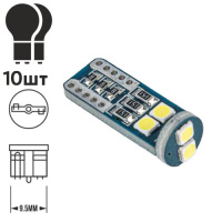 Лампа PULSO/габаритная/LED T10/W2.1x9.5d/W5W/6SMD-3030 CANBUS/12v/1,3w/140lm White (LP-60391)