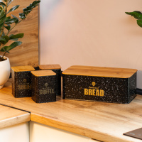 Набір для зберігання продуктів Haus Roland 4 штуки з нержавіючої сталі, чорний