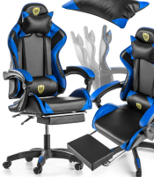 Кресло геймерское G847 синее с подставкой для ног