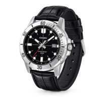 Чоловічий годинник Casio MTP-VD01L-1E з мінеральним склом та шкіряним ремінцем