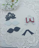 Вирубка бантик бантиком чорно-білий 4,5*4,7 см з фоамірану з глітером,набір деталей.