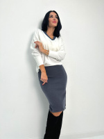 Женский костюм-двойка из ангоры «Almo» оптом | Норма Молочный+графит, 42-44