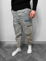 Блакитні чоловічі джинси на манжетах  | 1-146