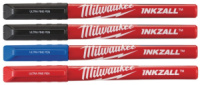 Набір маркерів INKZALL Fine Tip MILWAUKEE, супертонких (синій/ червоний/ чорний/ чорний), (4шт)