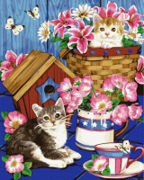 Картина за номерами «Кошенята у квітах» 40х50см