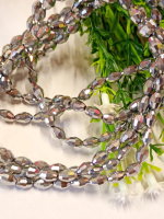 Хрусталь/ Овал/ 4×6мм/ 20 шт / серебро