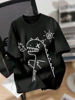 Чорна комфортна чоловіча оверсайз футболка з принтом