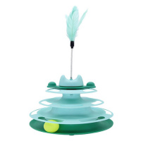 Игрушка трек для котика, котенка с шариками и пером трекбол. Цвет: зеленый