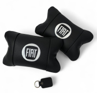 Набор подушек Fiat из натуральной кожи + вышивка логотипа и кожаный брелок в подарок