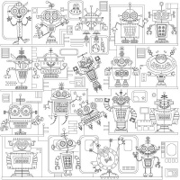 Обои-раскраски Роботы 60*60 C-60014
