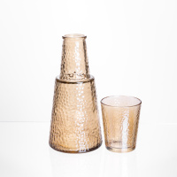 Глечик 800 мл зі склянкою 1 (шт) 250 (мл) графин для компоту соку води лимонаду глечик для напоїв Коричневий HP-19-TH-2