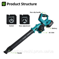 Тушка Електрична повітродувка NEWBENY Регулювання обертання на 270° 3 передачі Акумуляторний пилосос для листя Пилосос