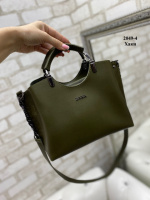 Хакі — ZARA — стильна сумка на три відділення — фурнітура чорна — топ продажів (2049-4)