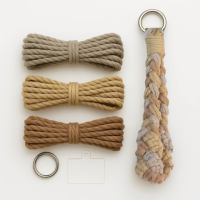 Набор макраме для рукоделия и плетения брелока для ключей и аксессуаров 17.3х3.5см серый,бежевый,коричневый