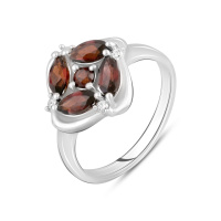 Серебряное кольцо CatalogSilver с натуральным гранатом 1.375ct, вес изделия 3,58 гр (2120452) 17.5 размер