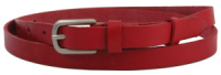 Узенький кожаный поясок, ремень Skipper, красный 1,5 см