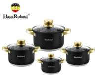 Набор кастрюль Haus Roland HR131-7, 4 шт из нержавеющей стали 2,1/2,9/3,9/6,1 л. Черный (HR131-7)