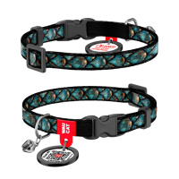 Нашийник для котів нейлоновий WAUCAT Nylon з QR адресником, малюнок «Луска», пластиковий фастекс, XS, Ш 10 мм, Дов 20-30 см