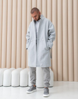 Пальто чоловіче сірого кольору довге осінь зима весна